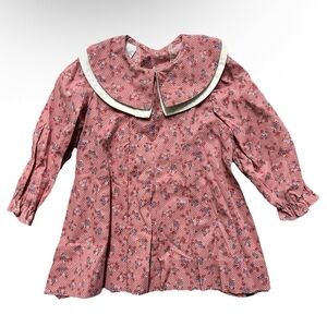 Vintage Polly Flinders Floral Pink Collard Dress Size 2T
